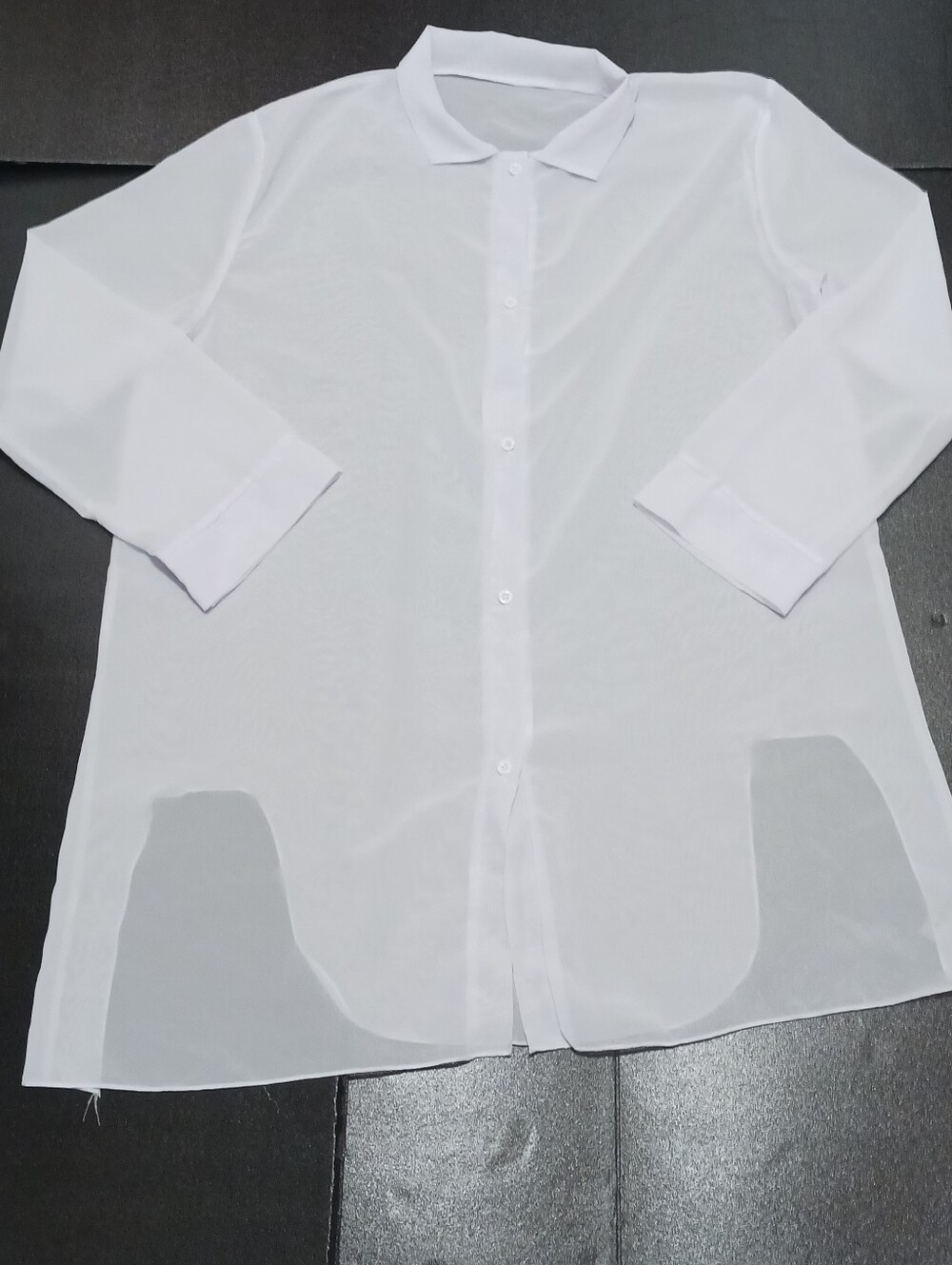 Classic White  Women Sheer Button-Up Shirt